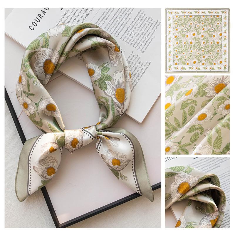 Mulberry Silk Printed Scarf 70cm Soft Skin-Friendly Shawl Women Fashion