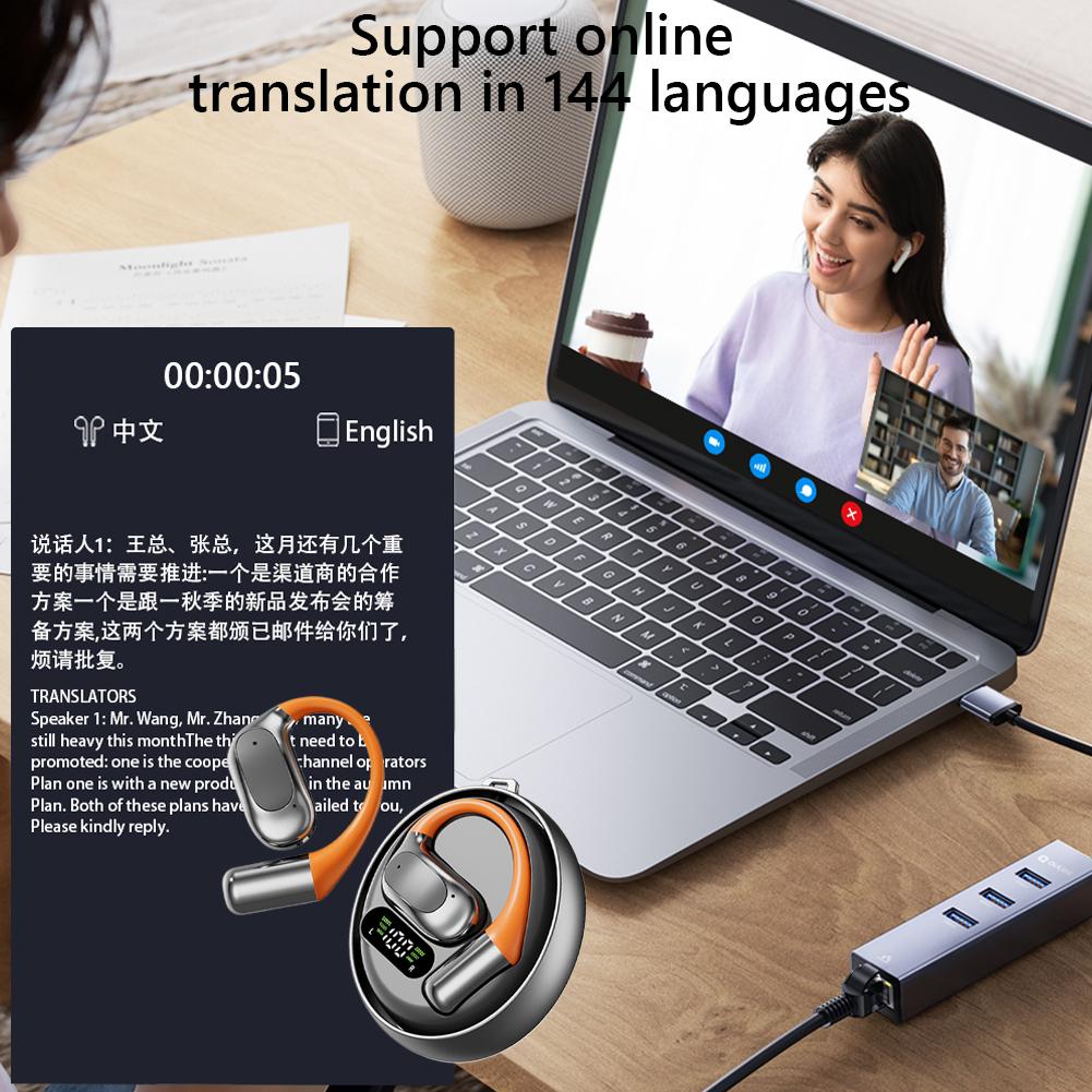 Wireless BT Translation Headphones Ai Translating Earbuds Headphones AI Translator Earbuds for Travel Business and Learning