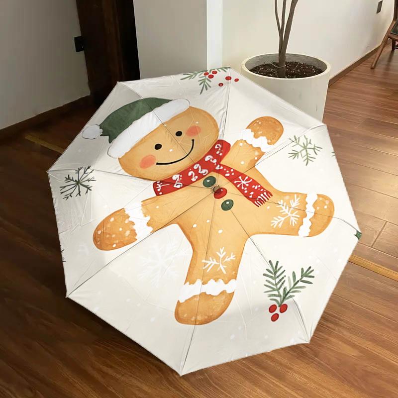 

Gingerbread Man Christmas Ornament - Festive Decoration with Santa Hat, Snowflakes, Holly Berries, and Pine Branches - Perfect for Outdoor U