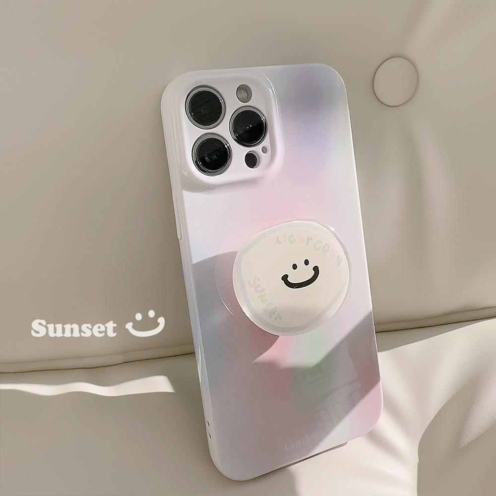 Korean Smiley Face Bracket Suitable for 14Promax IPhone Case Iphone16 Niche Cute 15 Philin11 Hard