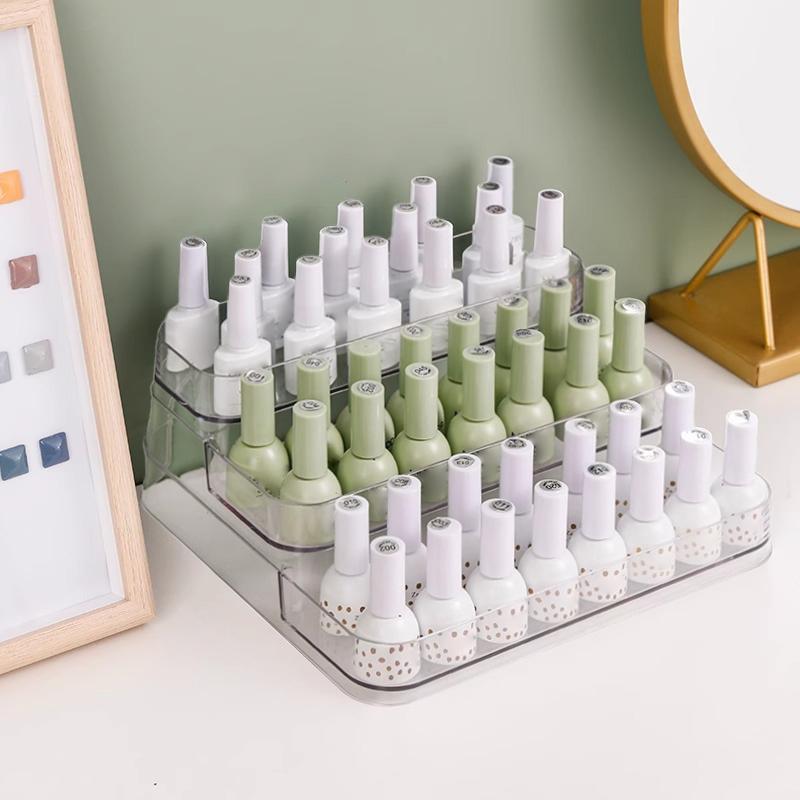3 Layers Acrylic Nail Polish Display Organizer Shelf Clear Cosmetic Rack Tools Holder Frame Jewelry Perfume Stand Storage Box