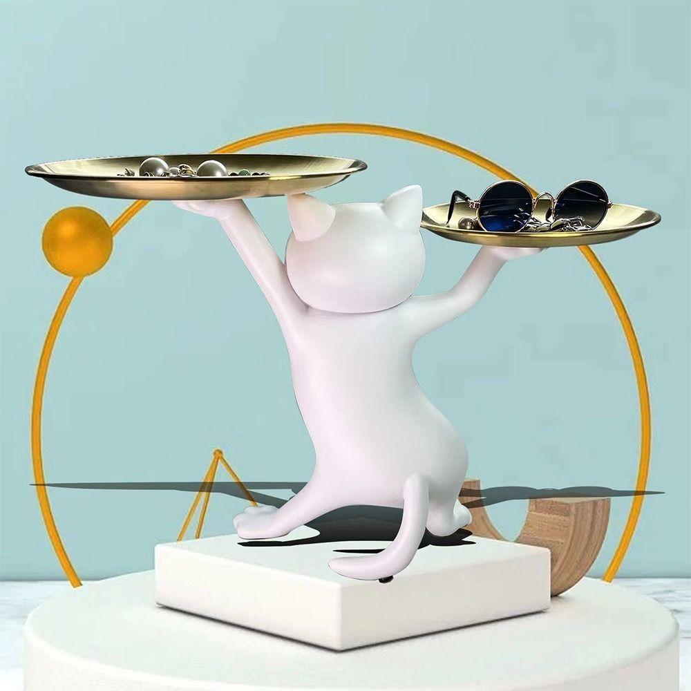Multicolor Cat Support Tray Resin Ket Candy Dish Nordic Style Storage Decorative Tray  Office Table