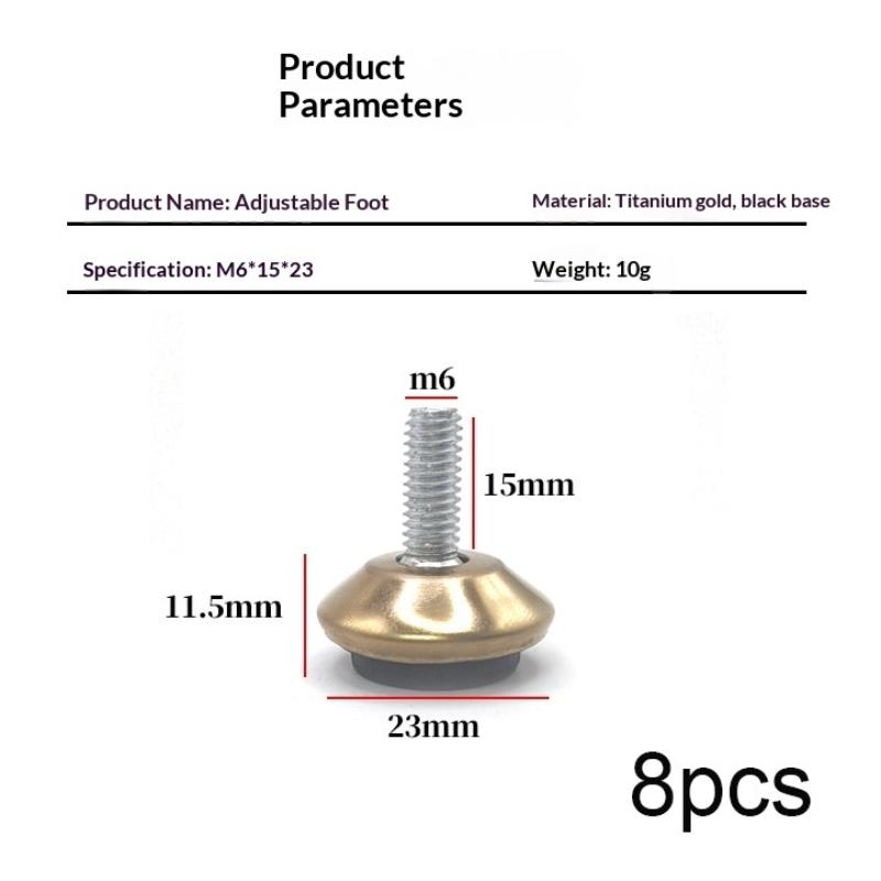 4Pcs Adjustable Metal Furniture Levelers Feet Leg M6*15*23Mm Thread Screws For Cabinet Table Chair Machine Base золотой