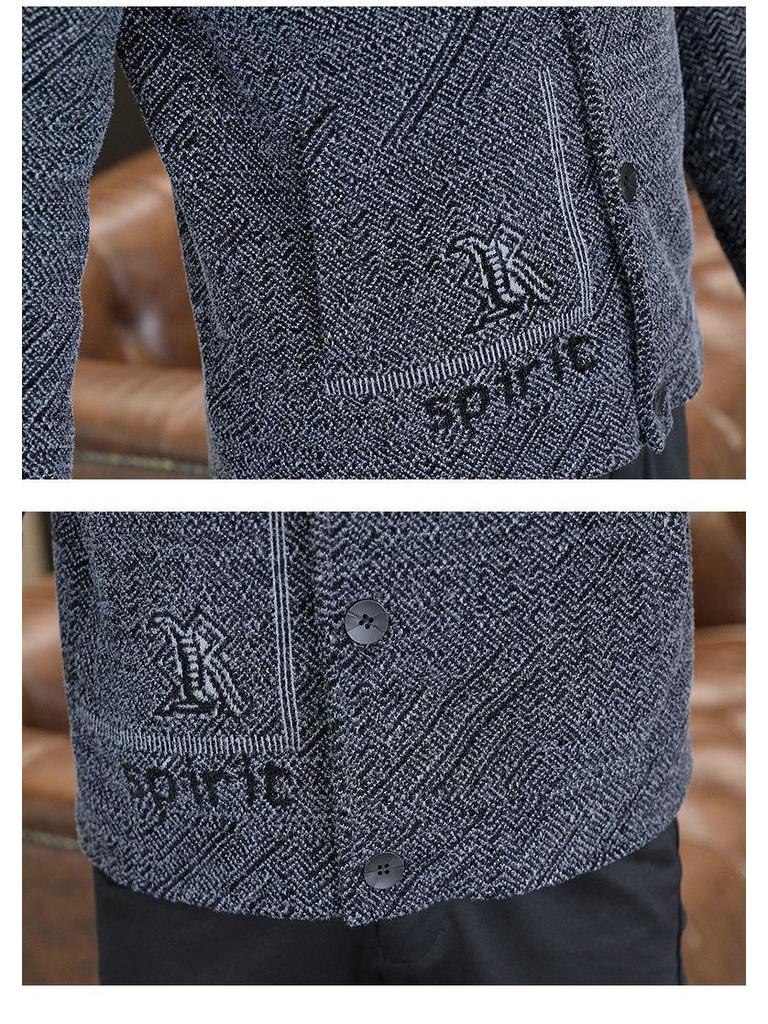 Vielseitige Herren-Wolljacke mit Revers – Mit Samt gefüttert, dick für Frühling & Herbst