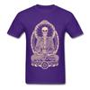 Starving Buddha Skeleton T-shirt Print Men T Shirt Aged Skull Tshirt Unique Design Adult Clothing Black Tops Cotton Tees