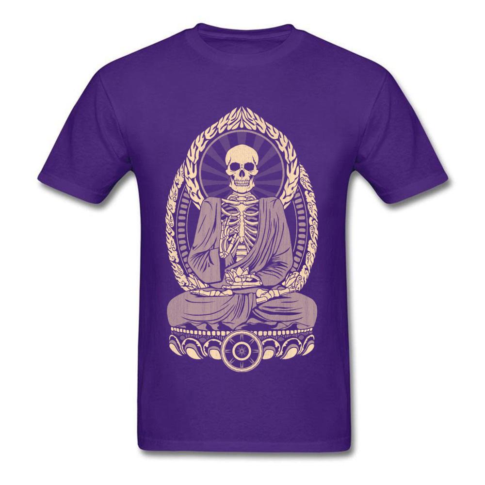 Starving Buddha Skeleton T-shirt Print Men T Shirt Aged Skull Tshirt Unique Design Adult Clothing Black Tops Cotton Tees