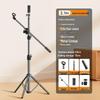 Adjustable Metal Tripod Microphone Stand for Portable Stage, Live Broadcast, and Singing Performances.