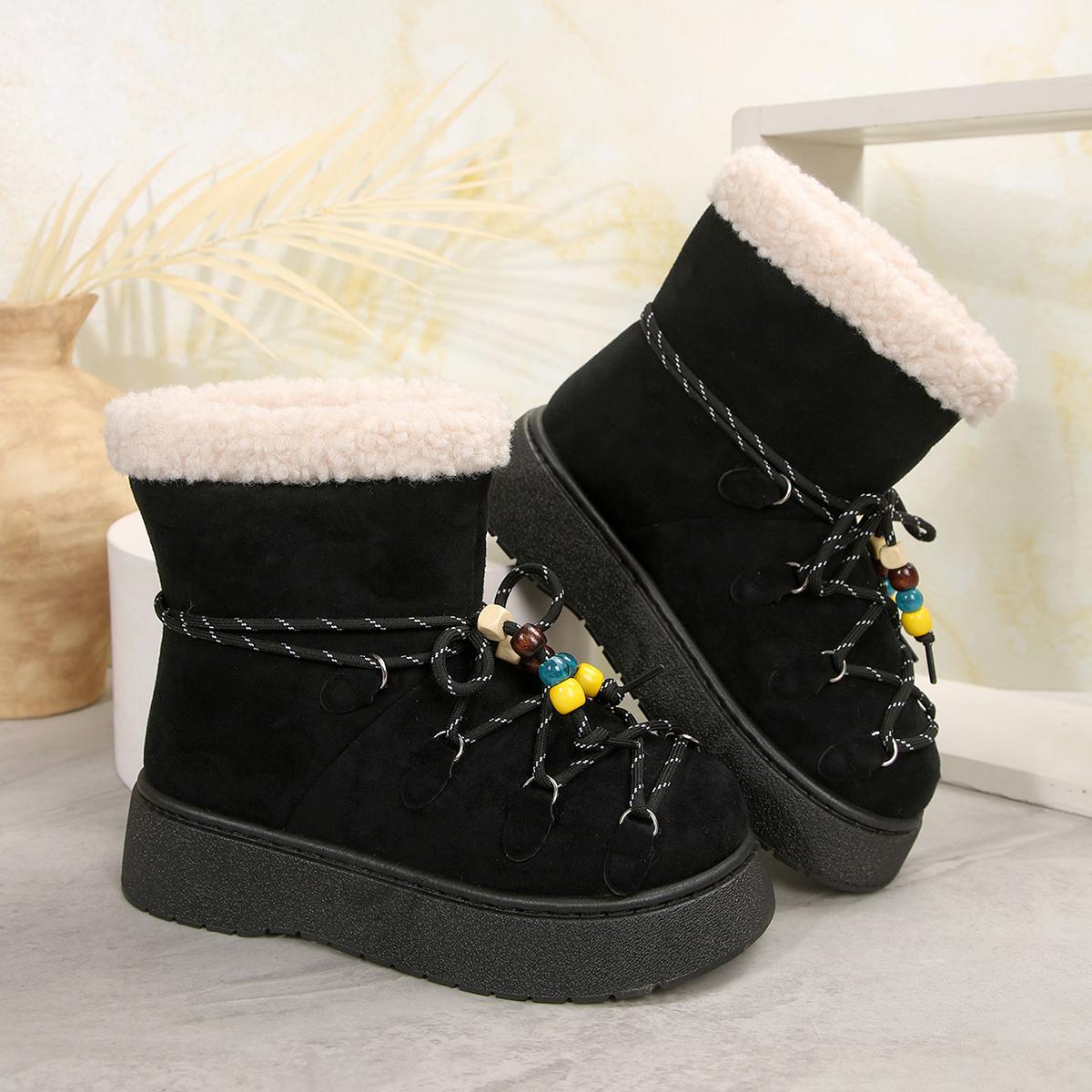 

TUINANLE Winter Snow Boots Women Warm Shoes with Cotton Lining Colorful Girls Ankle Boots 42 чёрный