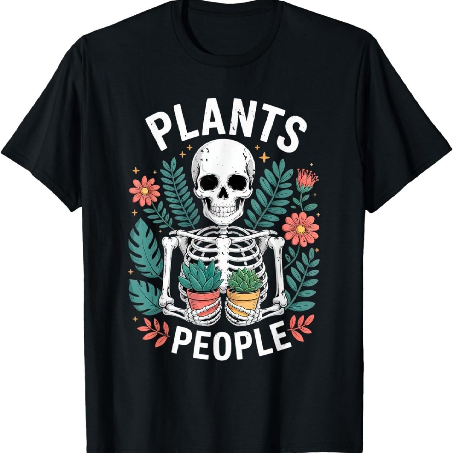 A peaceful skeleton clutches succulents while surrounded T-Shirt S