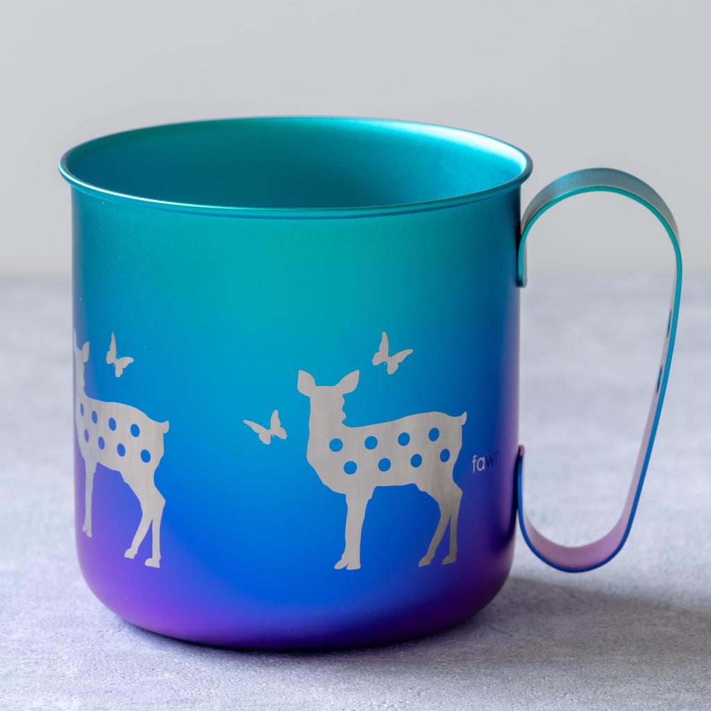 HORIE Pure Titanium Design Animal Kids Mug, Design, Outdoor, Gift, Lightweight, Rust-Resistant (TMA-214B)