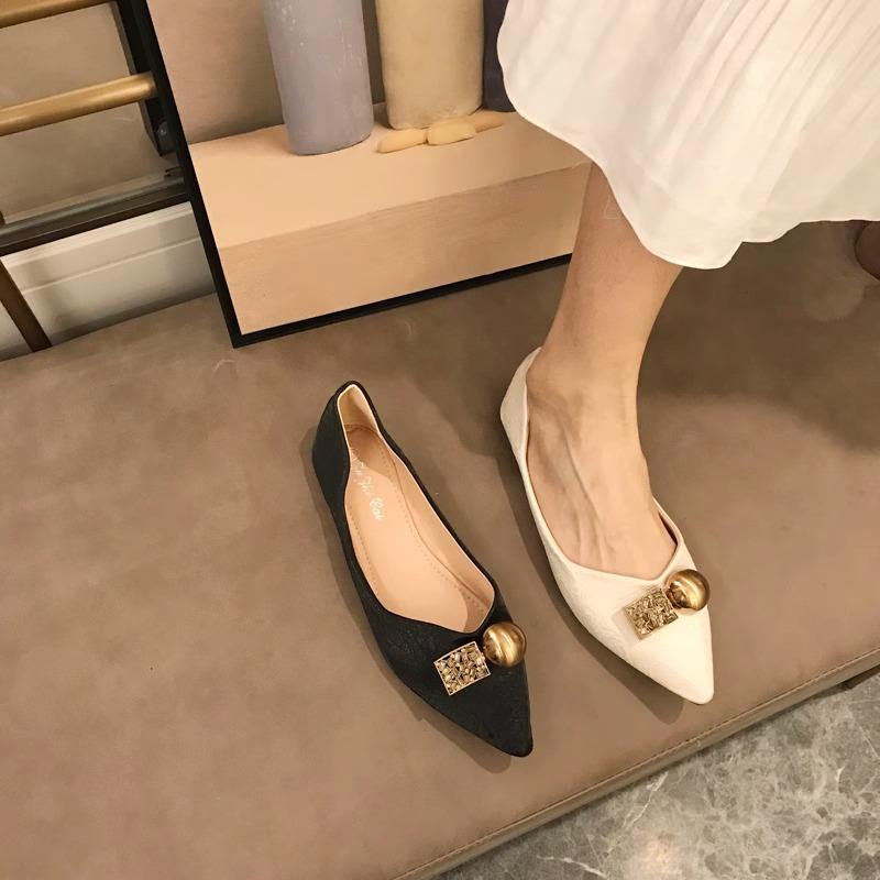 Modische Ballerinas für Damen Frühling Herbst 2025 Neu Spitz Flach Flache Ausschnittschuhe Übergröße Damenschuhe 42 43 44 Slipper Damen