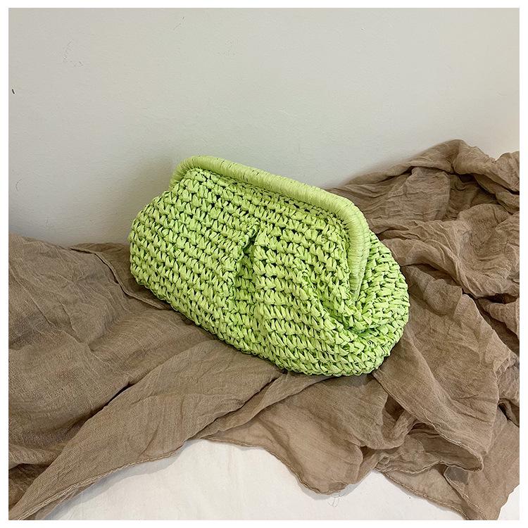 2025 Candy Color Woven Shell Bag: Mori Girl Fashion Clutch & Shoulder Chain