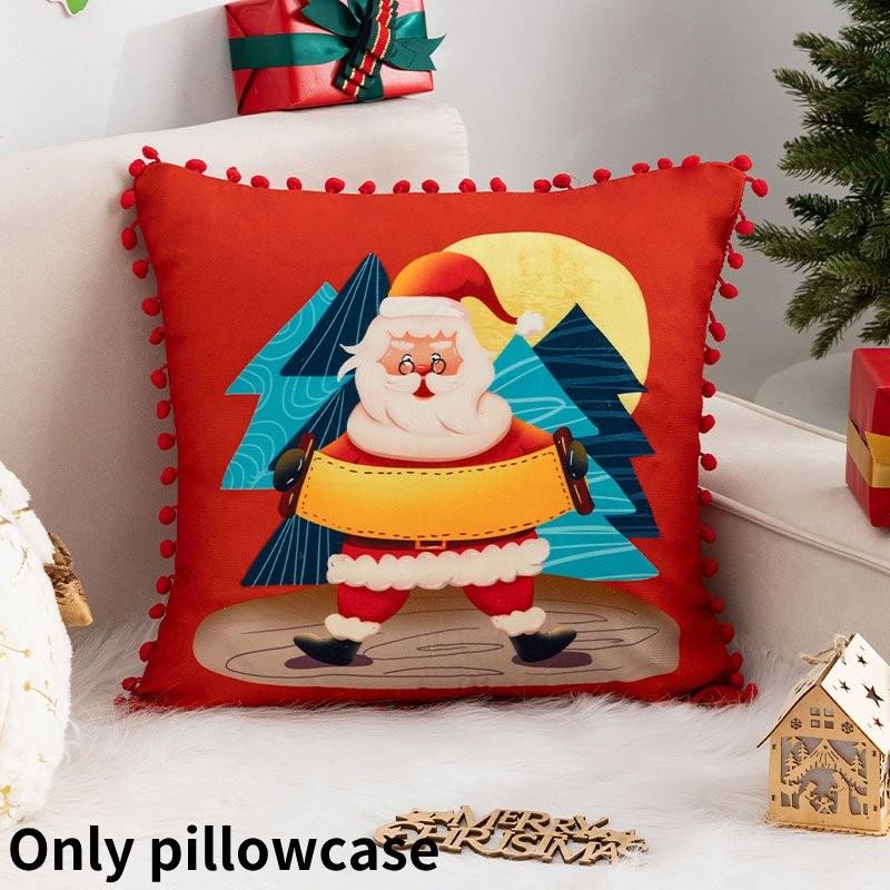 Cartoon Santa Christmas Pillowcase Cushion Back Pillow Cover Xmas Holiday Decor