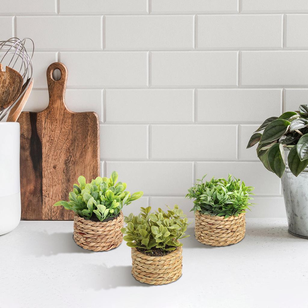 Green Artificial Plants Eucalyptus Grass Woven Small Potted Plants Grass Mound 11cm PE Material Home Decoration