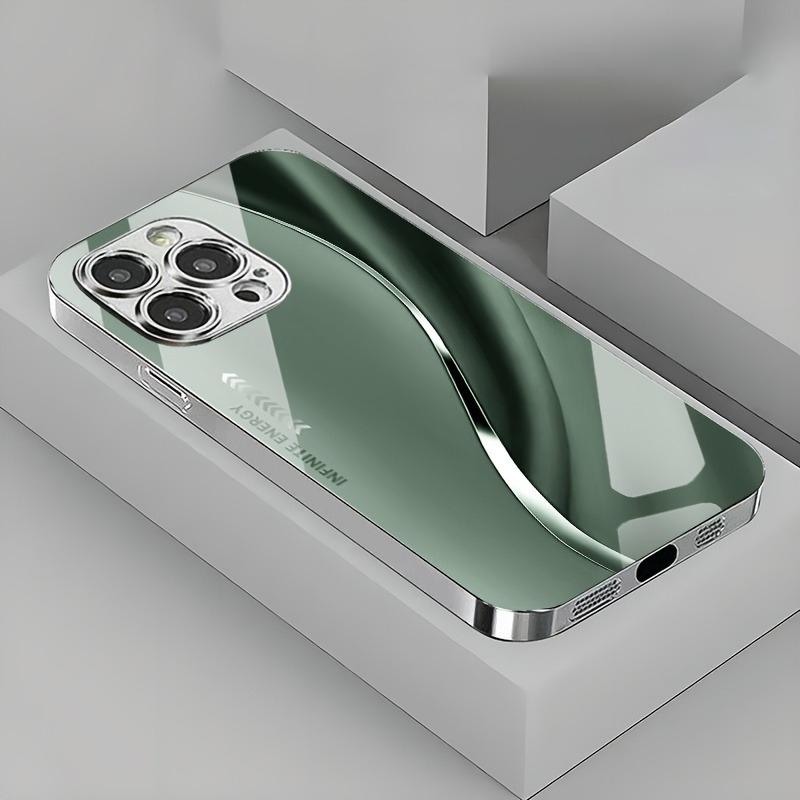 Coque de téléphone minimaliste à dégradé et courbe plaquée pour iPhone 17 16 15 14 13 12 11 Pro Max Plus 16E 17 Air Housse en verre trempé