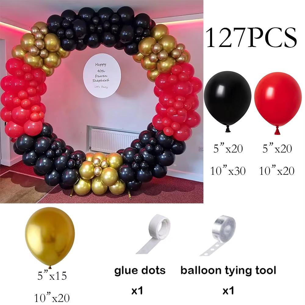 Black Red Balloons Garland Kit 2026 New Year Party Decor Balloon Arch Birthday Party Baby Shower Wedding Anniversary Decoration