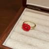 Dripping Apple Round Open Ring Ankara Red Temperament Ring Small Fresh Design Fashion Earrings