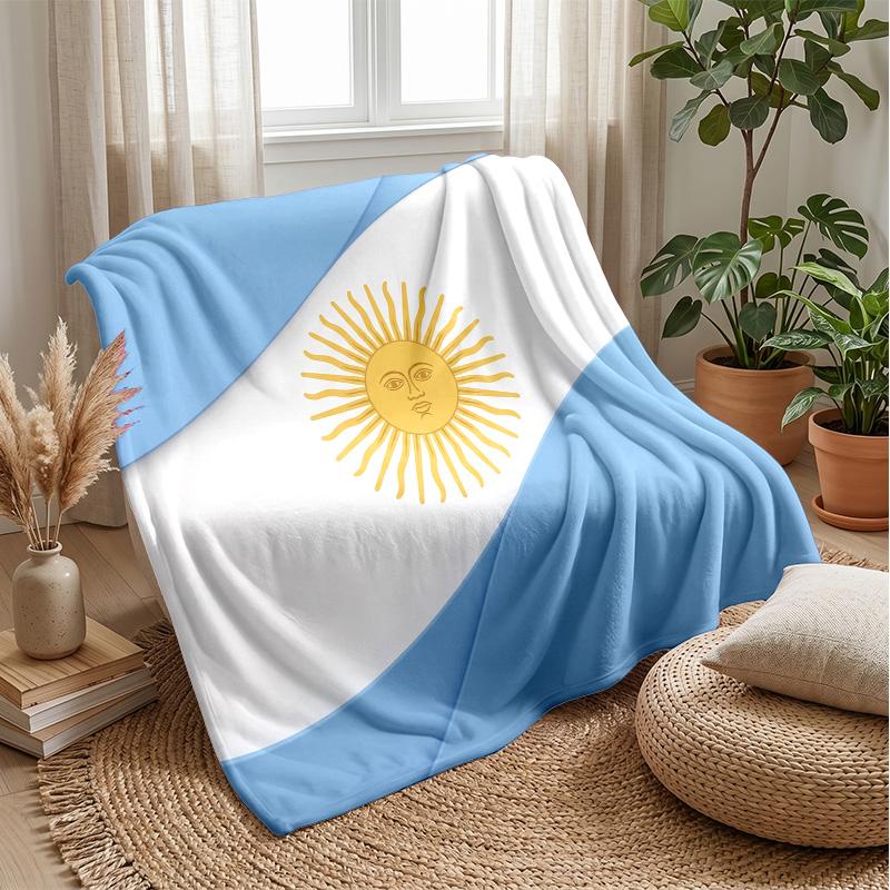 Argentina Football Printed Flannel Blanket Skin Friendly Warm Decorative Throw for Indoor Couch Bed Daily Use