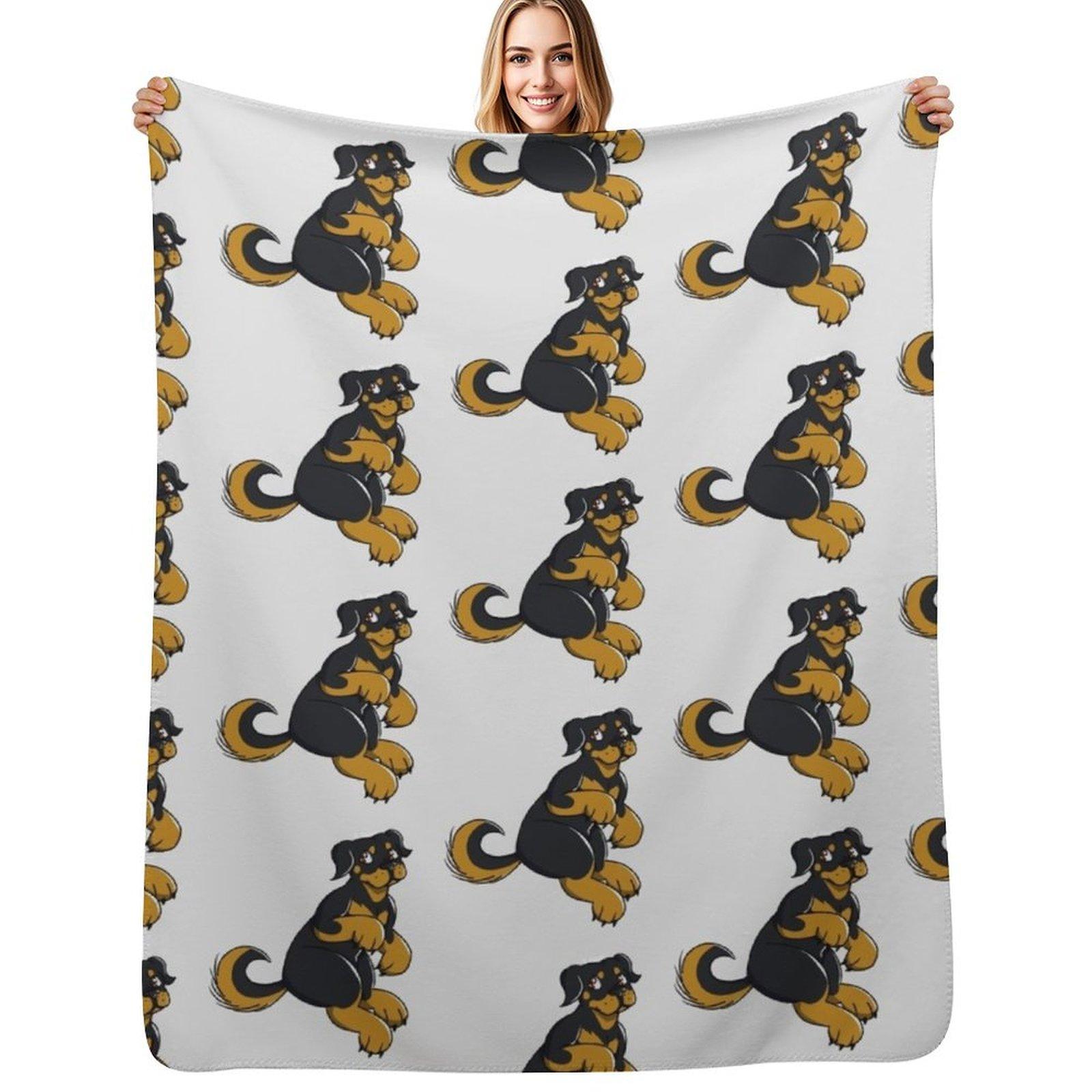 Rottweiler puppy dog Throw Blanket Air Conditioner Soft Blanket for Office Home Size: 75*100cm, Weight: 230 GSM