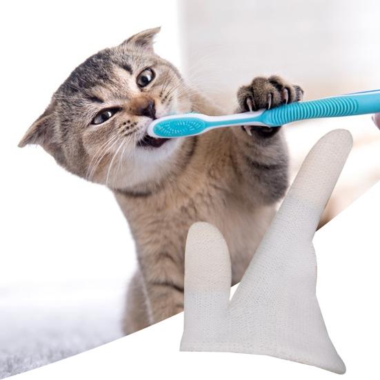 Dog Toothbrush Dental Care Soft Cotton Two-Finger Toothbrush Cat Dog Oral Teeth Cleaning Tool Pet Supplies