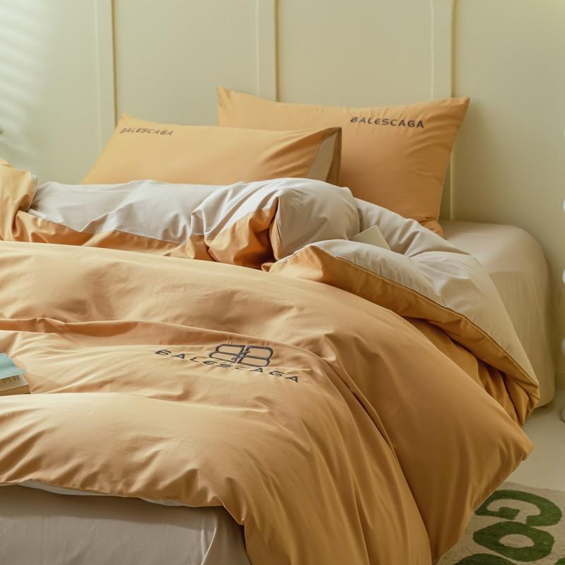 Light luxury double 120 count long-staple cotton bed four-piece set of pure cotton sheets and fitted sheets embroidered duvet cover and duvet cover