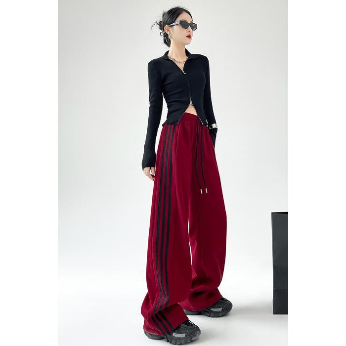 Loose and Thin, Drape Wide-leg Pants, Spring and Autumn New Drawstring Two-wear Sweatpants