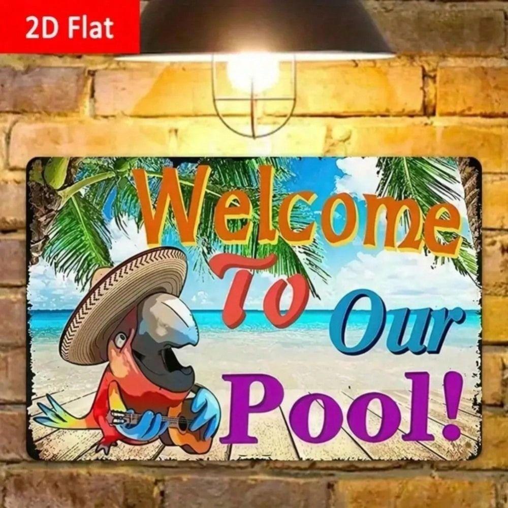 Tropical Metal Wall Art Pool Beach Decor Sign
