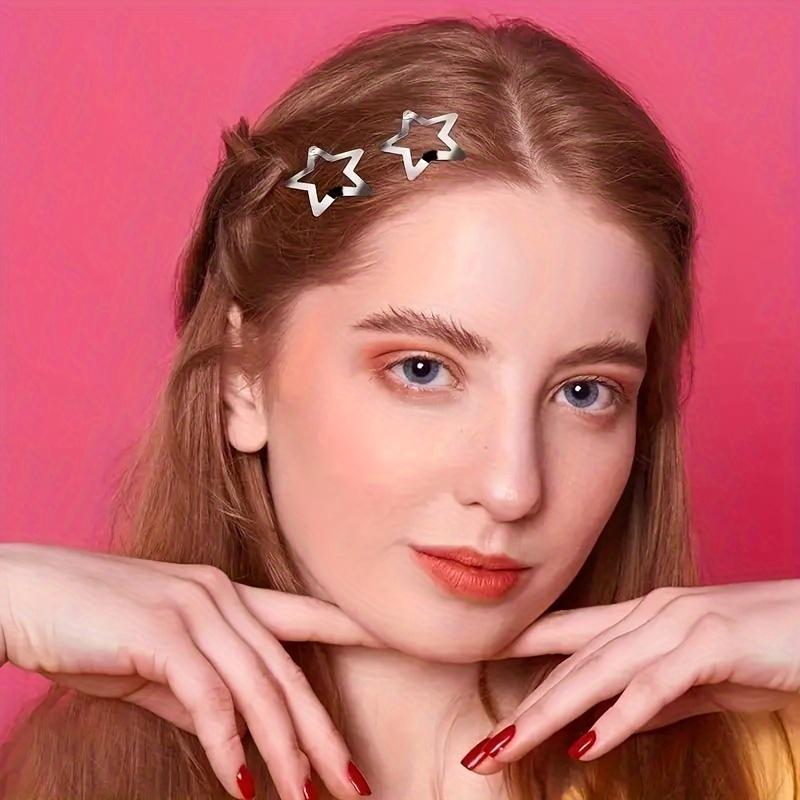 10pcs Star Hair Clips 2000s Y2K Snap Hair Barrettes Non Slip Star Hair Accessories Silvery Metal Hair Clips for Women Street