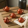 Mini Purple Clay Milk Tea Teapot, Decorative Fingertip Pot with Lid and Handle, Tea Pet Accessories, Water Cut Feature
