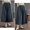 BEIBANG Denim Gaucho Pants with Elastic Cropped Casual Simple Plus Summer 24 Dark Women's Wide-Leg Waist, Pants, Bottoms, Style, Sizes, (Size Blue)