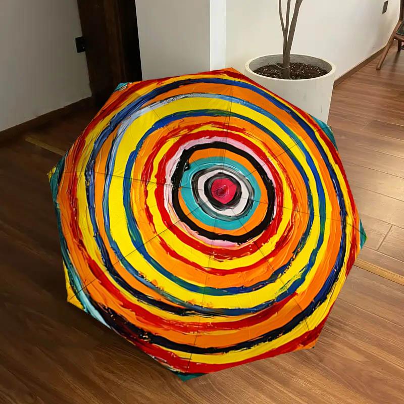 

Colorful Spiral Pattern Automatic Opening/Closing Umbrella with Foldable Design,Outdoor Rain Gear for Fans,Travelers,Daily Use,Gift Suit