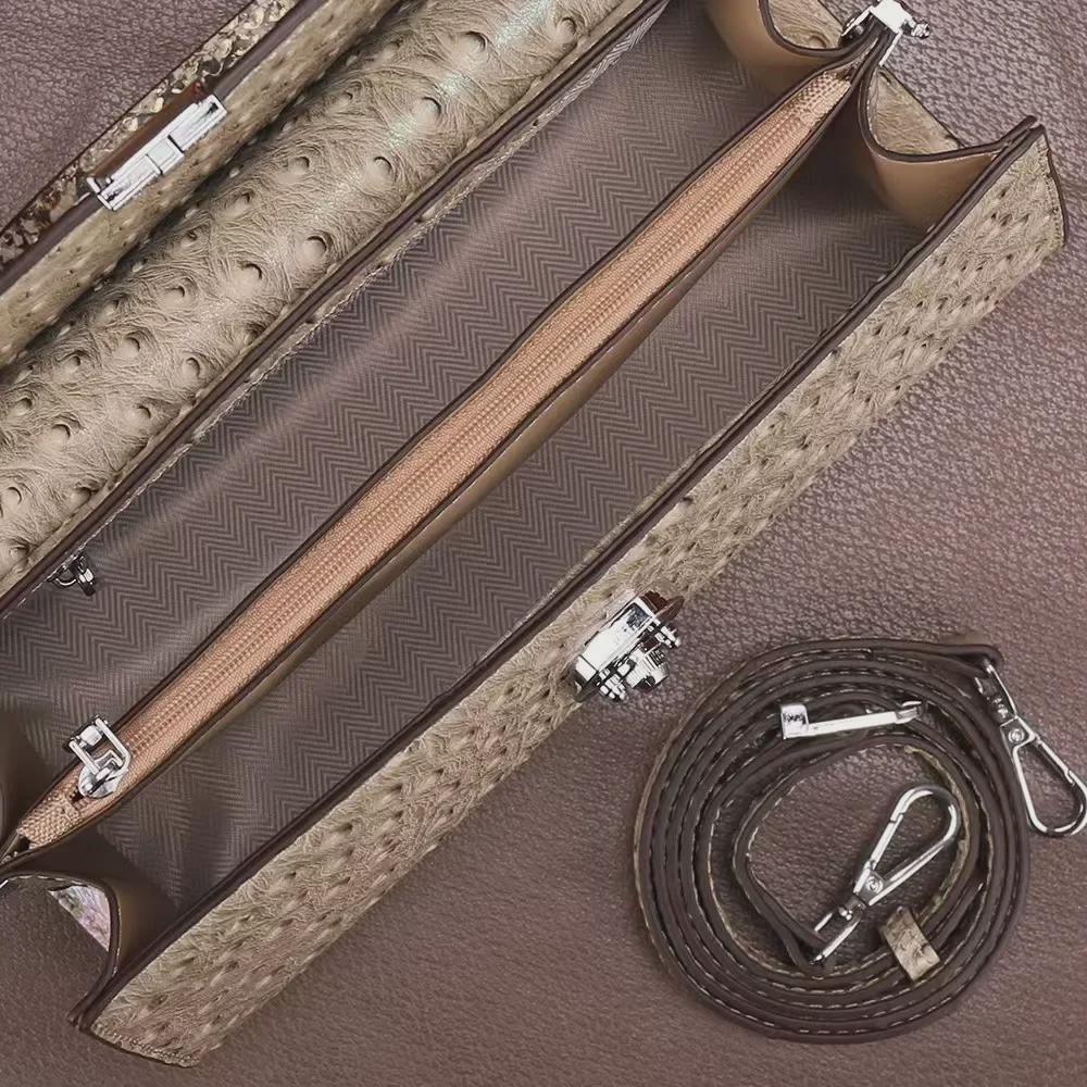 2024 High-End Luxury Ostrich Pattern Leather Shoulder and Messenger Bag for Women