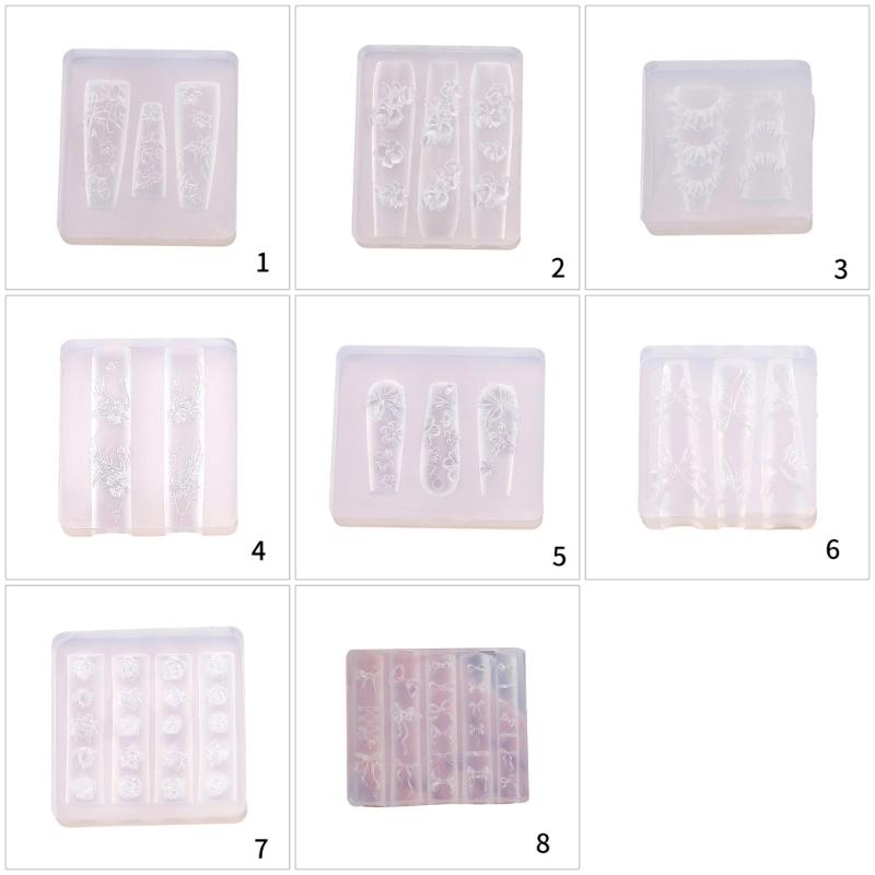 3D Flower Nail Art Silicone Molds Silicone Nail Carving Mold Bows Earrings Mold Pendant Jewelry Making Tools for Women