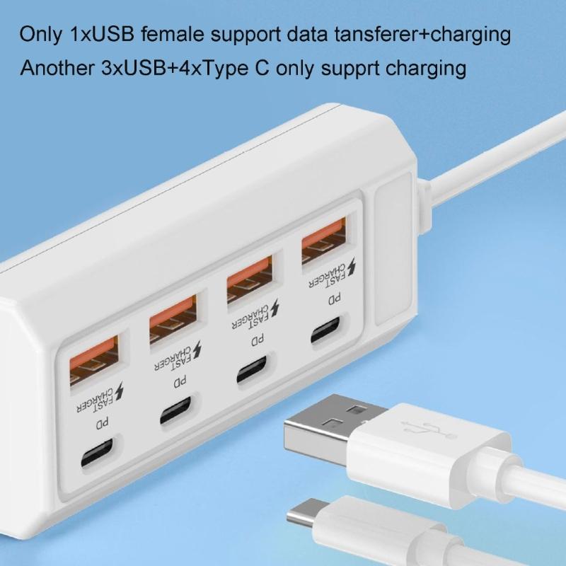 8 In 1 USB Electrical Socket 25W USB TYPE C Power Strips Charger Station Splitter For Tablet Laptop Mobile Phones