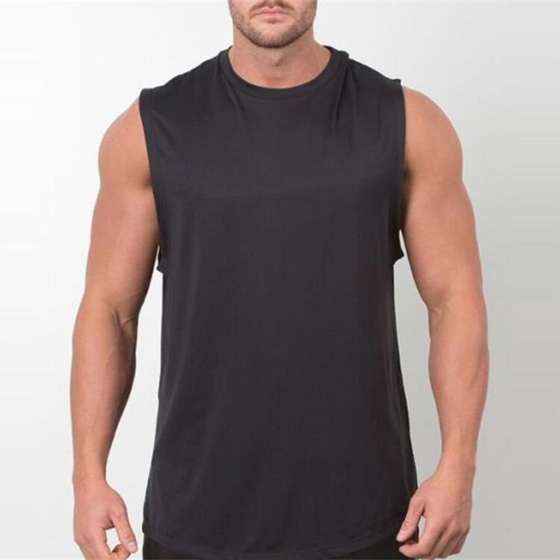Muscleguys New Casual Sports T-shirt Elastic Sleeveless Short Sleeve Men's Fitness Sweat-absorbing Vest
