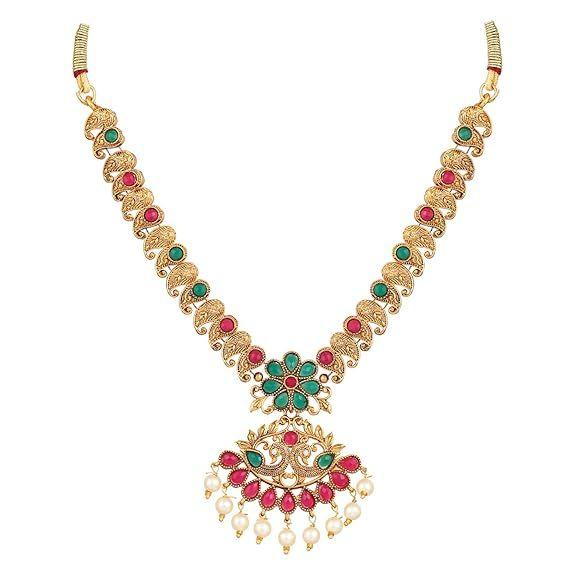 Latest Combo Design Pearl Necklace Set for Women Traditional Gold Plated Jewellery Set for Women (Multicolor)