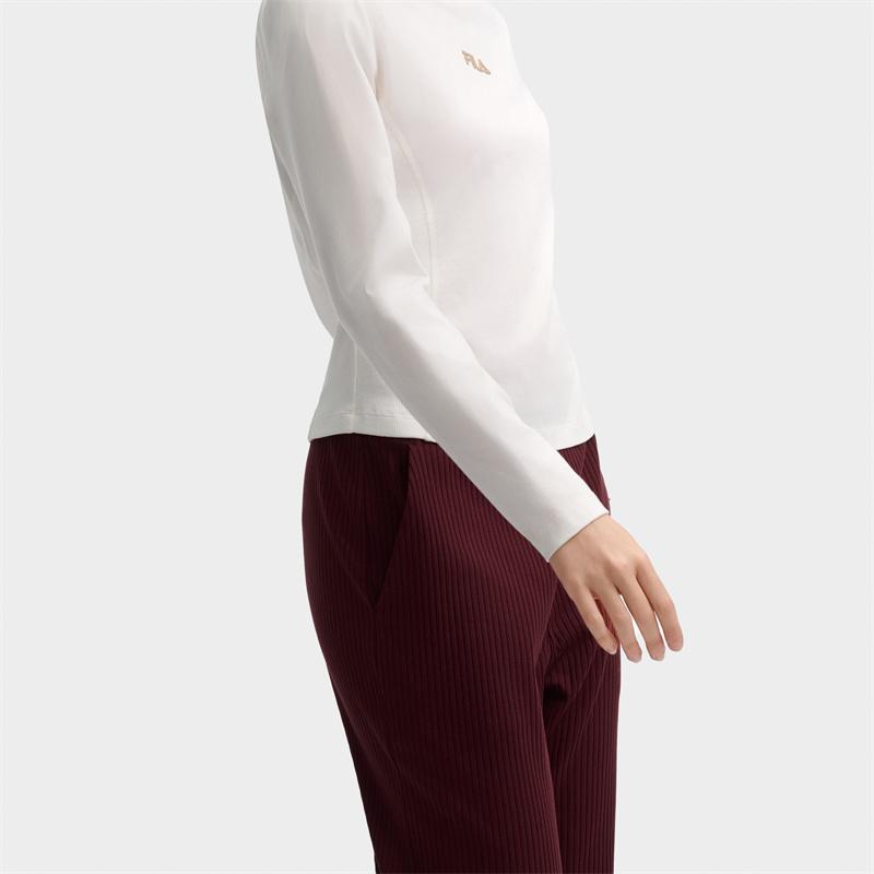 New FILA Knitted Sports Pants Women's Brewed Red F11W439613FWI