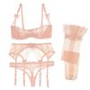Sexy Lace 4-piece Lingerie Set - Women's Bra, Panties, Garter, Stockings