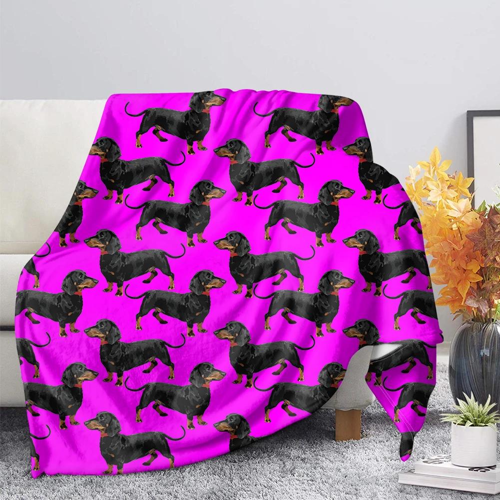 Dachshund Blanket Fluffy Soft Warm Sausage Dog Throw Blankets for Bed Sofa Lightweight Plush Sheet Bedspread Flannel Cozy Cover