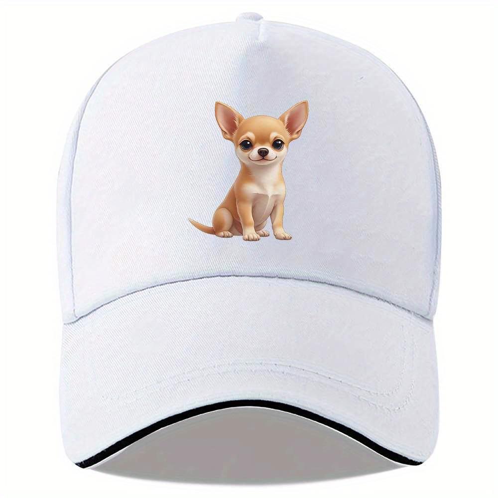 Cute Chihuahua Puppy Print Baseball Cap Polyester Adjustable Summer Dog Lover Gift Running Gym Headwear