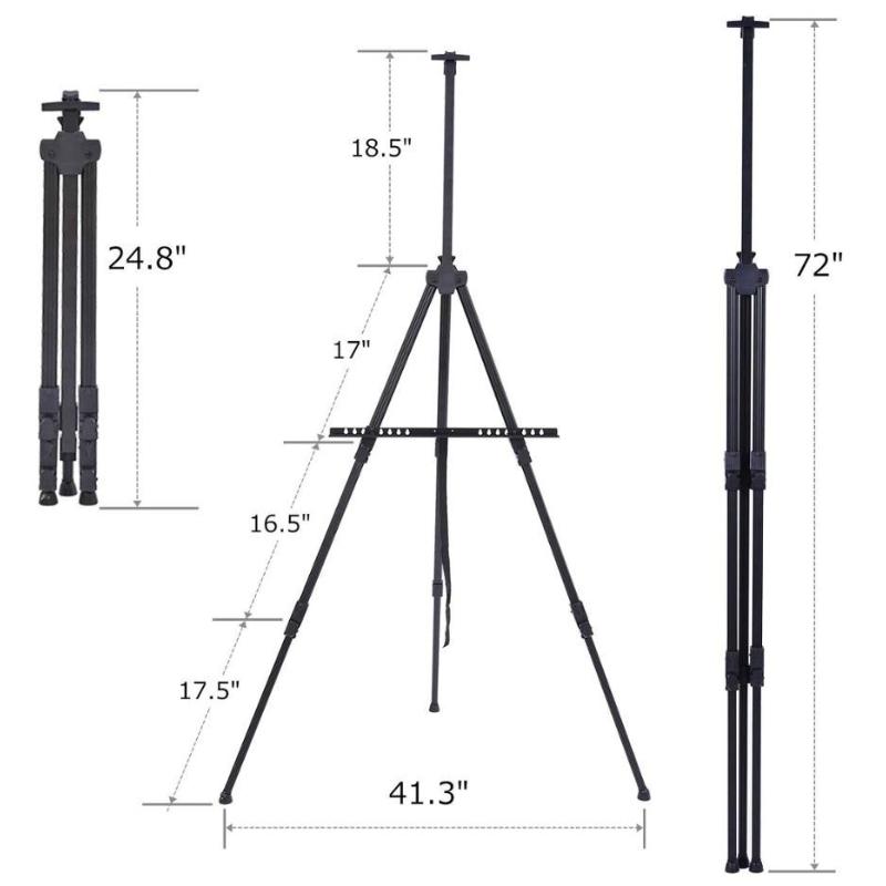 1Pc Foldable Adjustable Metal Sketch Easel Stand Portable Aluminum Alloy Travel Easel For Artist Art Supplies Drawing
