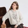 Betu Women's Plush Sheep Embroidered Hooded Sweatshirt