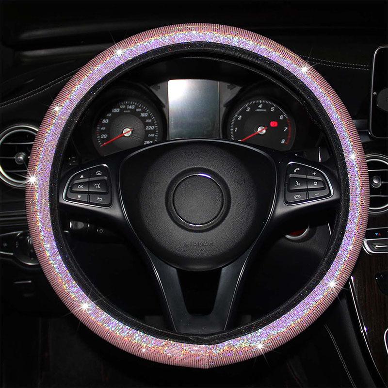 Steering Wheel Cover Glitter,Bling Bling Universal Non-Slip Shiny Colorful Car Steering Wheel Protector Car Decoration Accessories for Car Accessories