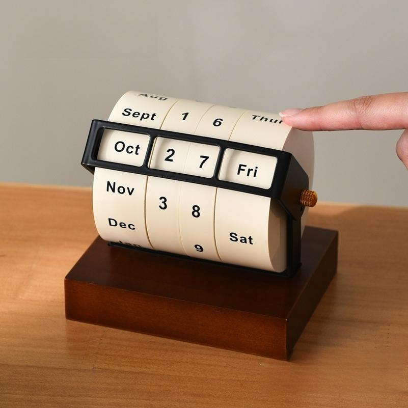 Radewiger Kalender Großer rotierender Schreibtischkalender Schreibtischornamente Schreibtischkalender Ewiger Kalender Countdown