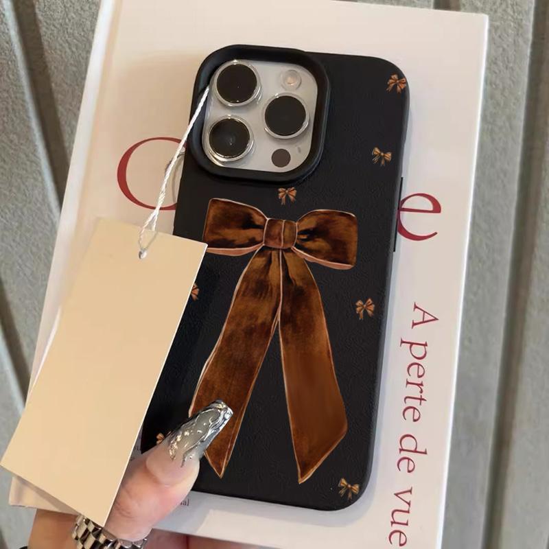 Brown Bow Print Design Phone Case For iPhone 17 Pro Max 16 Plus 15 14 13 12 11 Pro Max 16E 17Air XS X XR Soft Cover