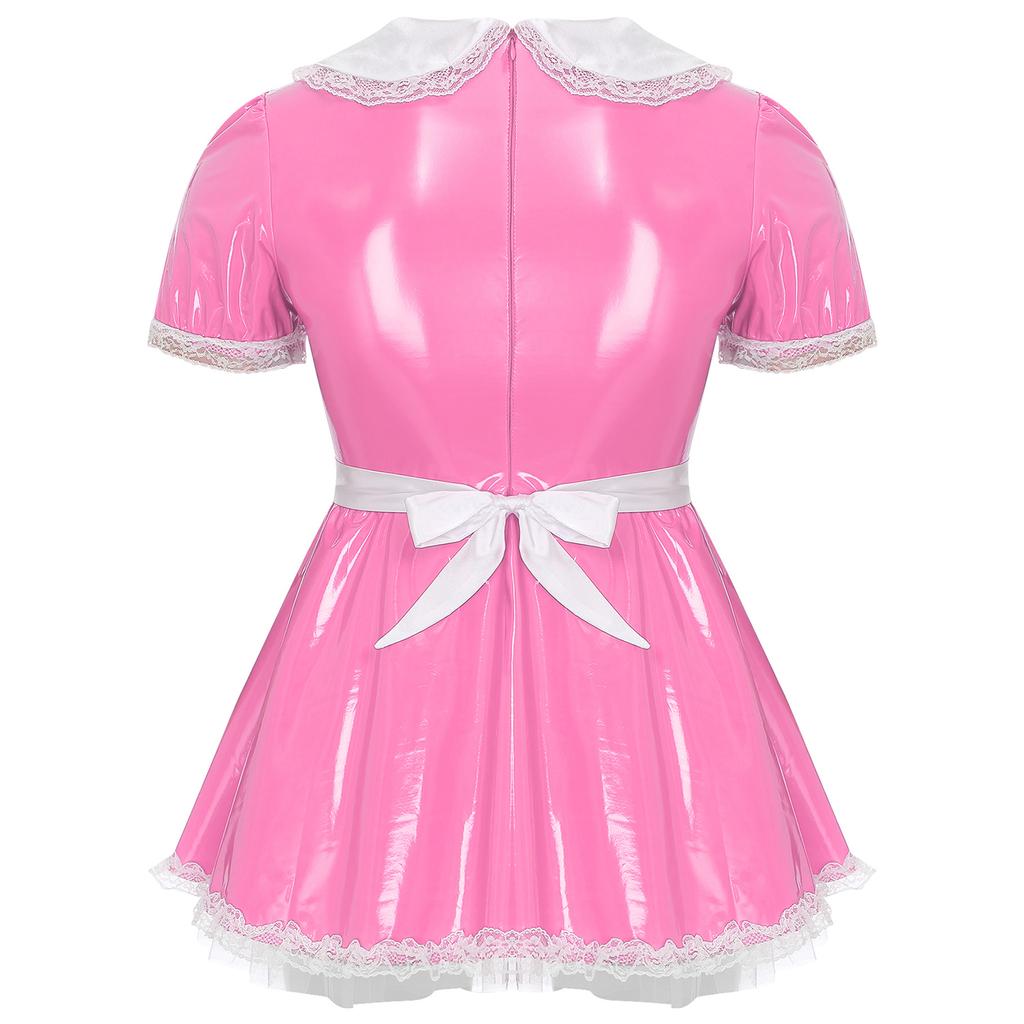 Mens Maid Costume Doll Collar Dress Ruffled Lace Apron Crossdresser Party Role Play Outfit