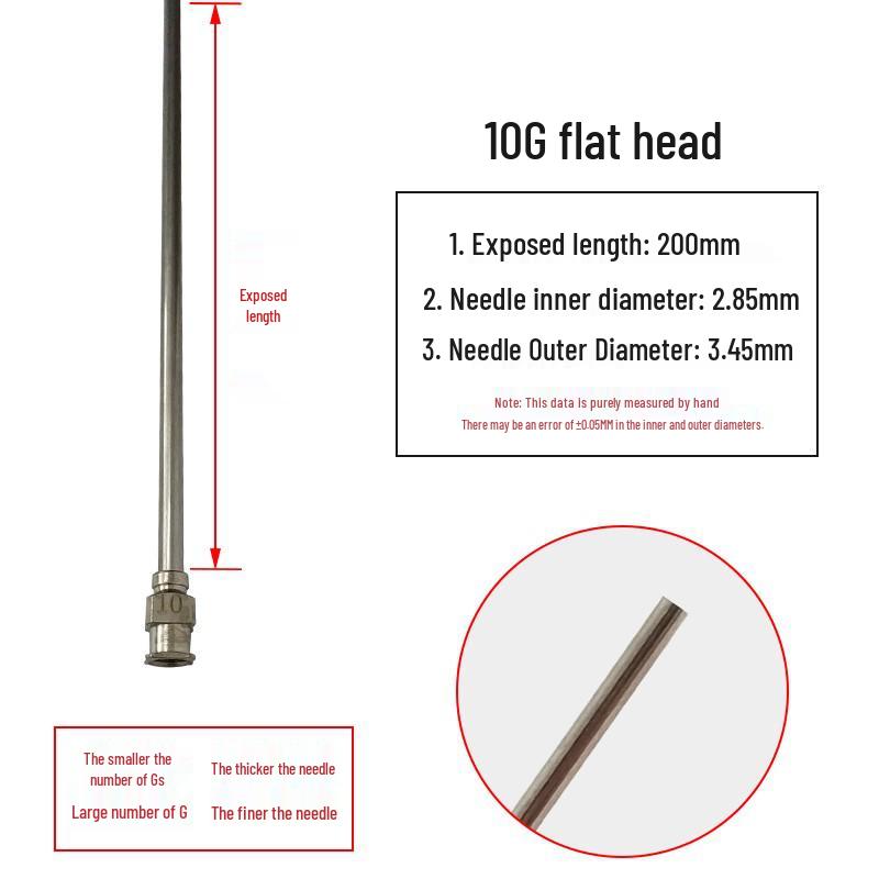 200mm Precision Stainless Steel Dispensing Needle with Pointed and Flat Tips