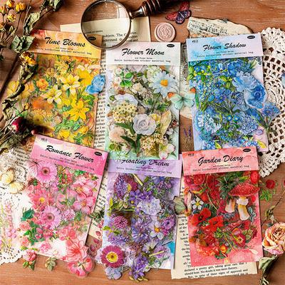100pcs/lot Natural Flower Sticker Pack, Beautiful Plant and Flower Patterns for Journal Embellishment DIY Project Accents