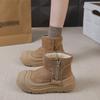 Piccoli stivali da neve con suola spessa, nuove scarpe in cotone calde di velluto ispessito, stivali in cotone invernali a punta larga