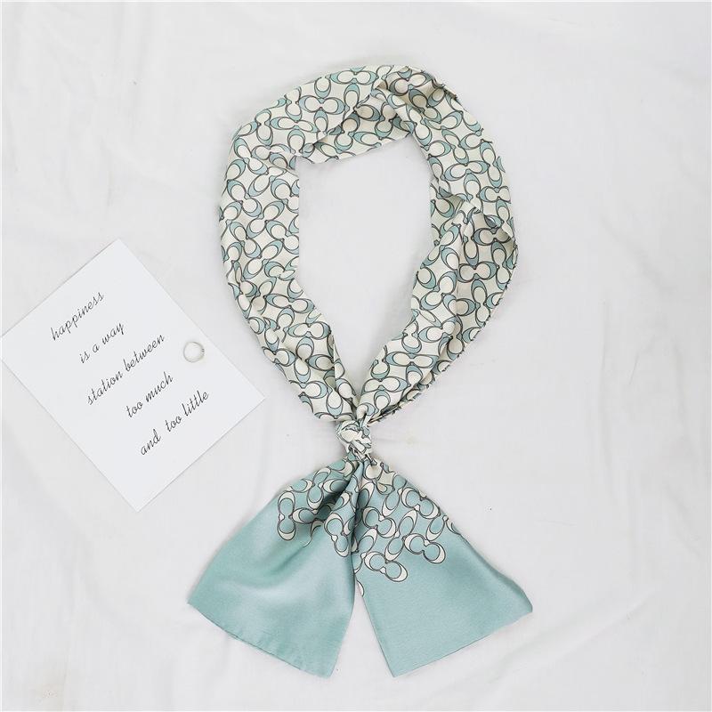 Thin and narrow long silk scarf Double-layer double-sided scarf Simulation silk female Korean version fashionable versatile decorative scarf literary